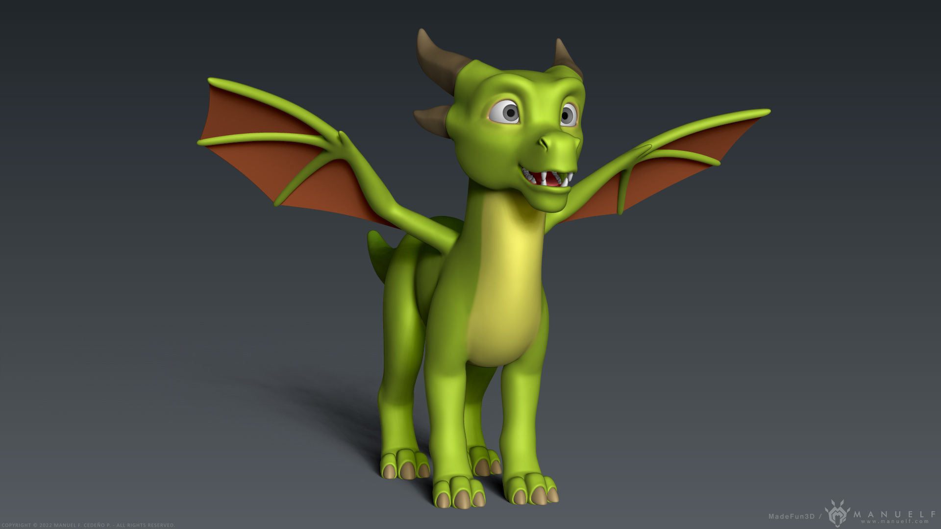 Stylized Cute Dragon 3D model_2