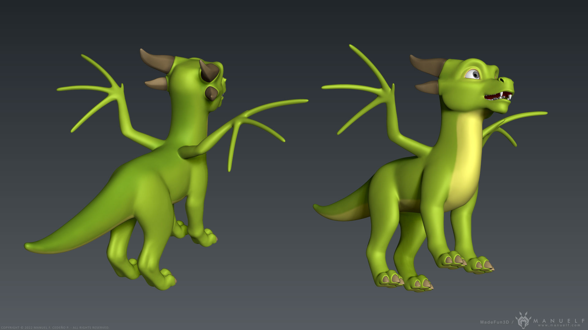 Stylized Cute Dragon 3D model_10
