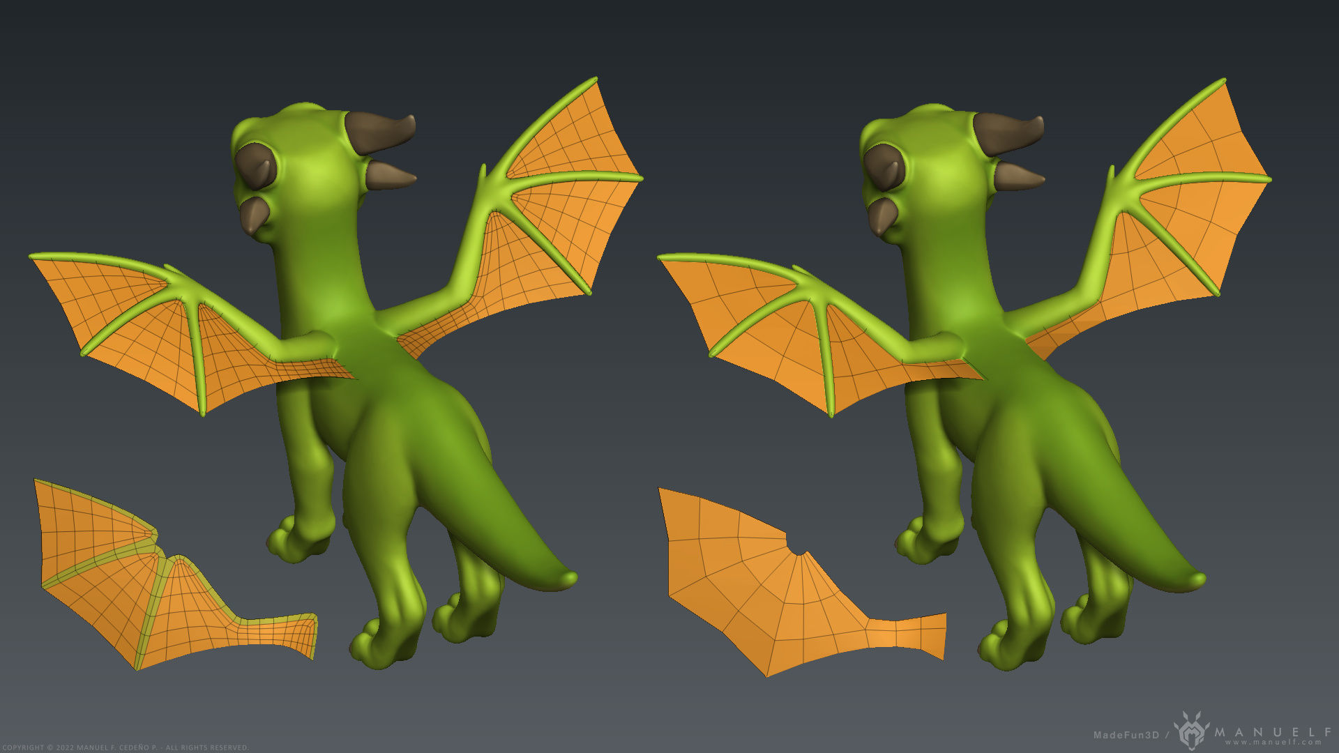 Stylized Cute Dragon 3D model_12