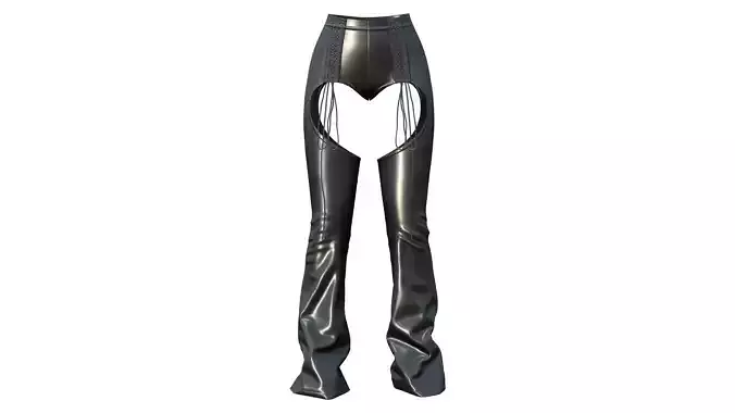 Ladies Lace Up Cut Out Leather Pants Low-poly 3D model