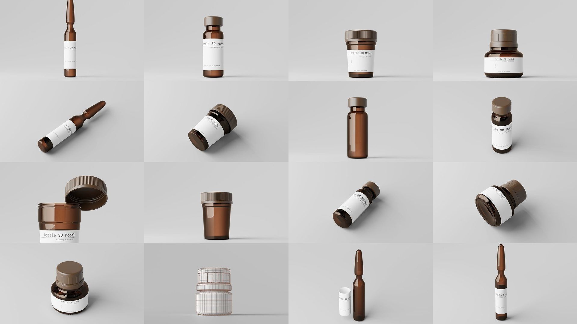 Cosmetic or Medicine Bottle Bundle 3D Model Collection_1