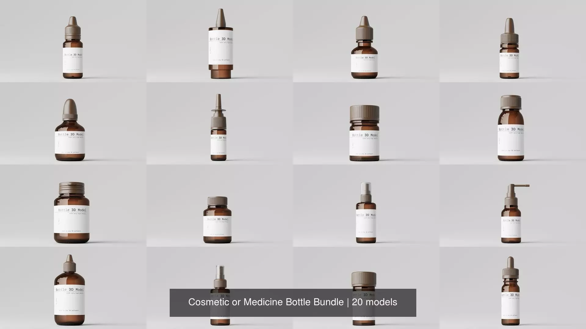Cosmetic or Medicine Bottle Bundle 3D Model Collection_0