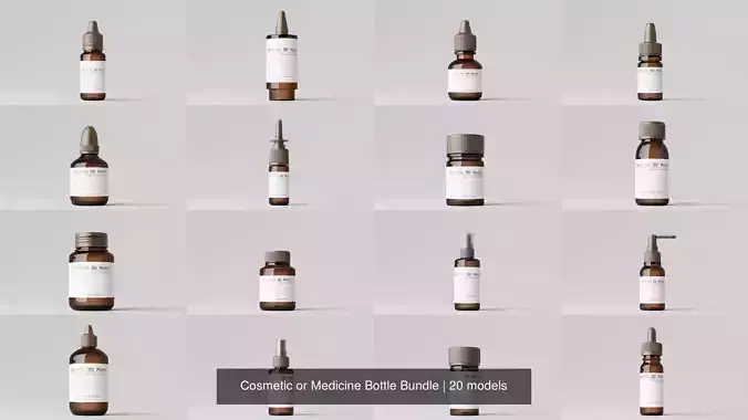 Cosmetic or Medicine Bottle Bundle 3D Model Collection