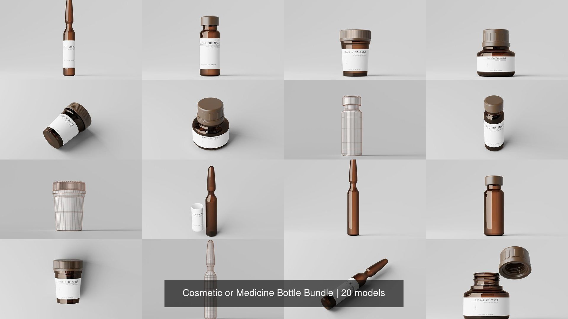 Cosmetic or Medicine Bottle Bundle 3D Model Collection_2