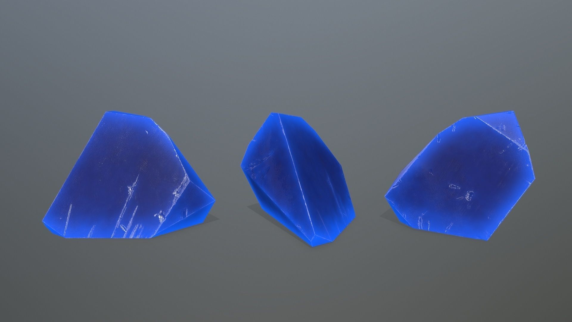 Crystal Set of glass pieces Low-poly 3D model_1