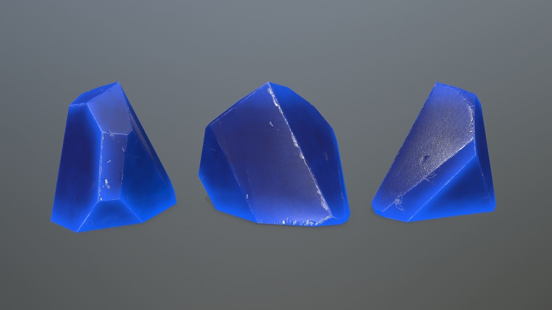 Crystal Set of glass pieces Low-poly 3D model_4
