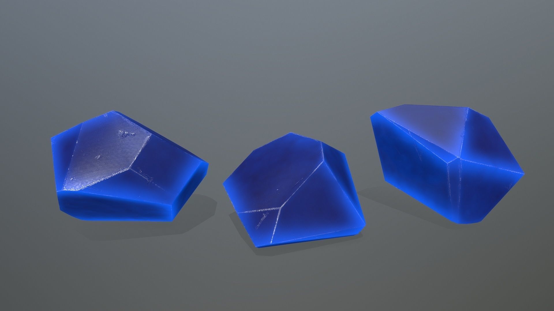 Crystal Set of glass pieces Low-poly 3D model_3