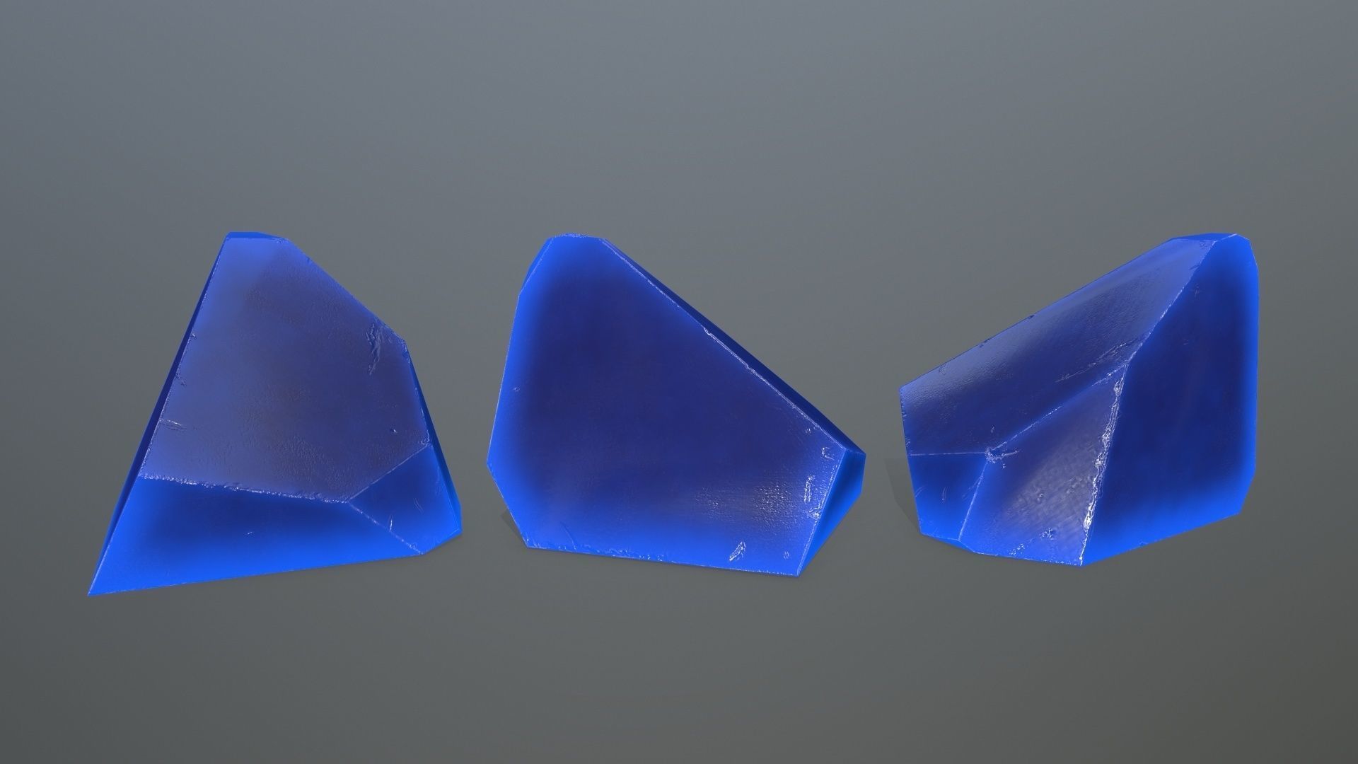 Crystal Set of glass pieces Low-poly 3D model_5