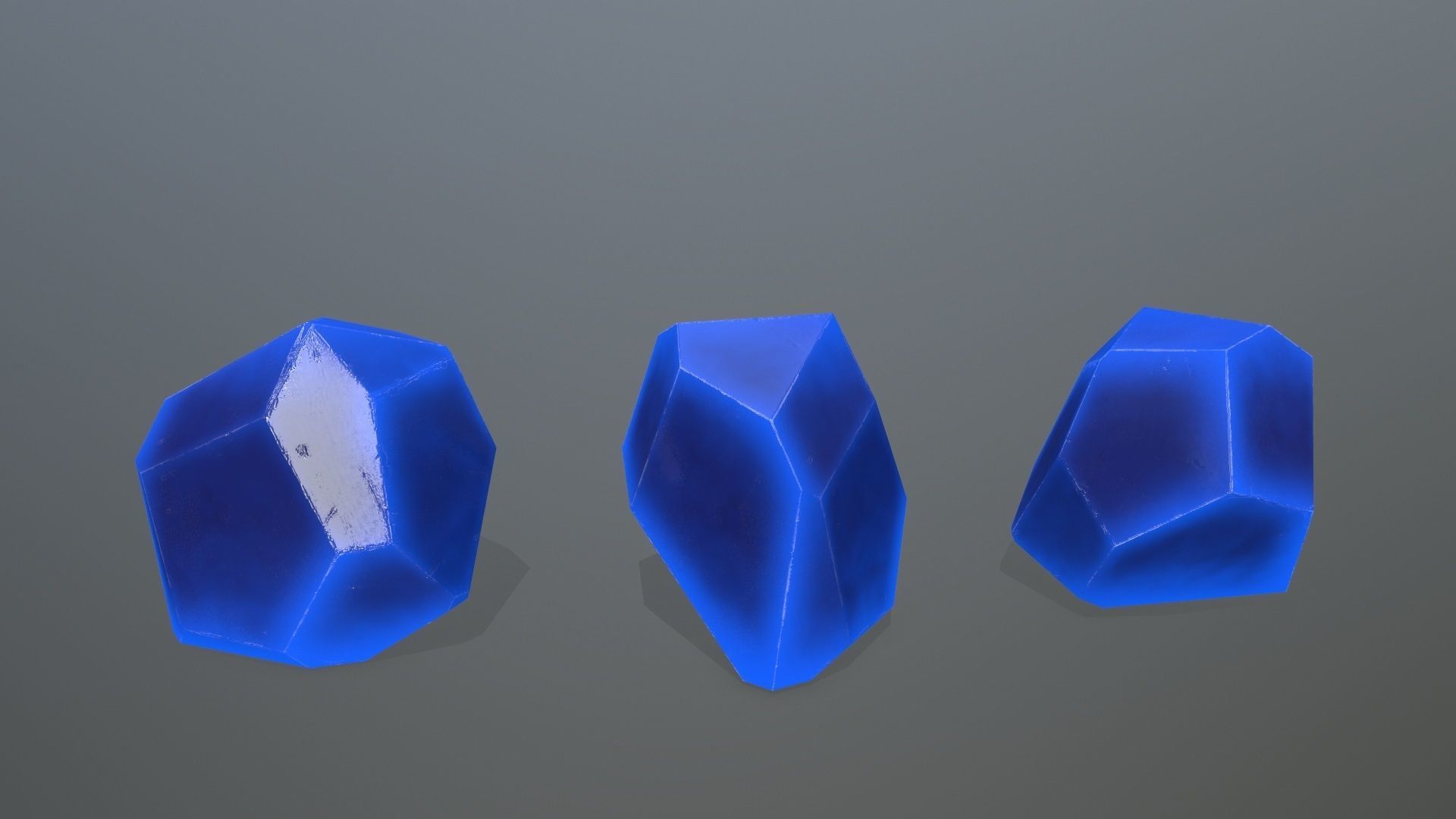 Crystal Set of glass pieces Low-poly 3D model_6