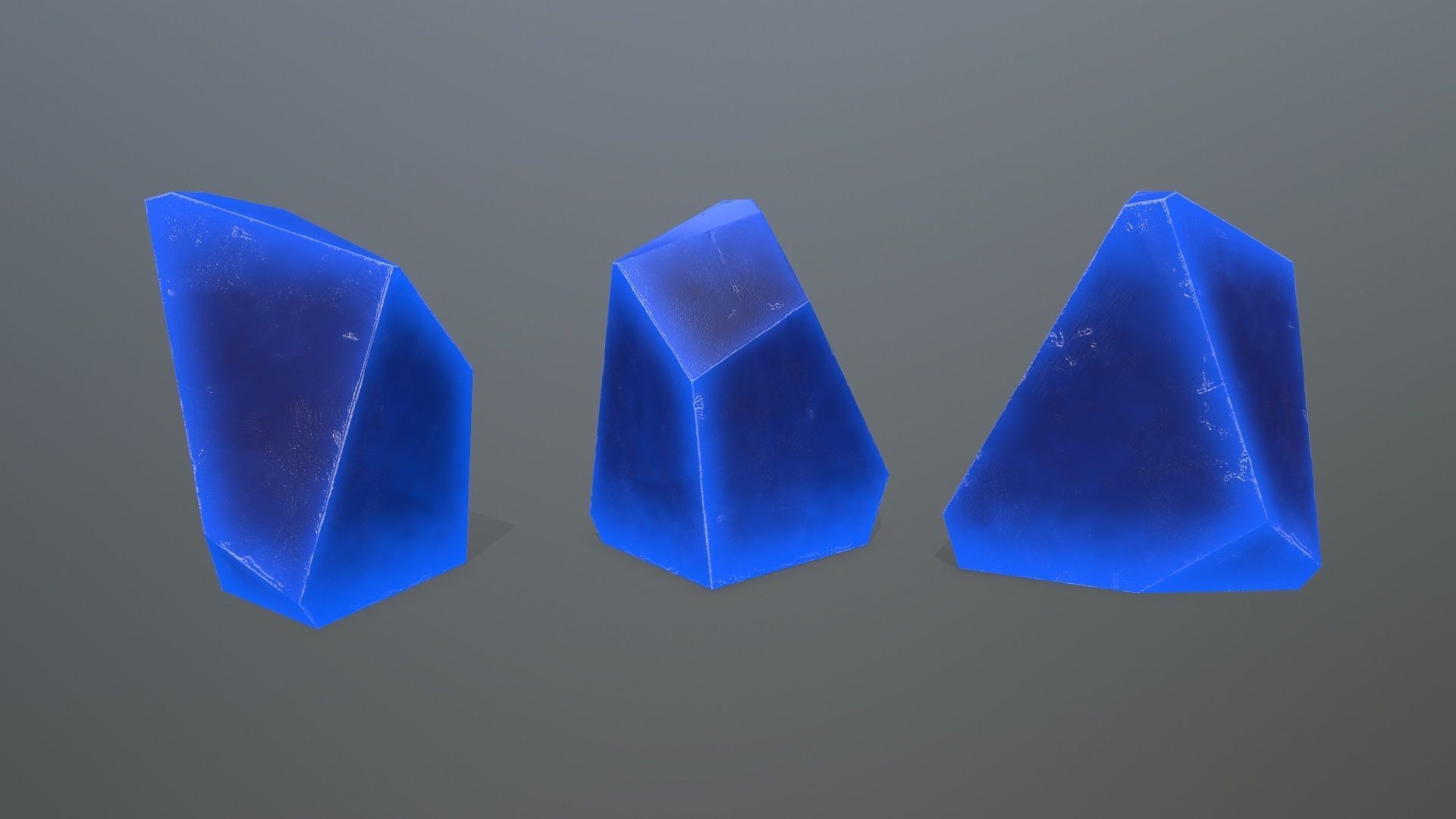 Crystal Set of glass pieces Low-poly 3D model_9
