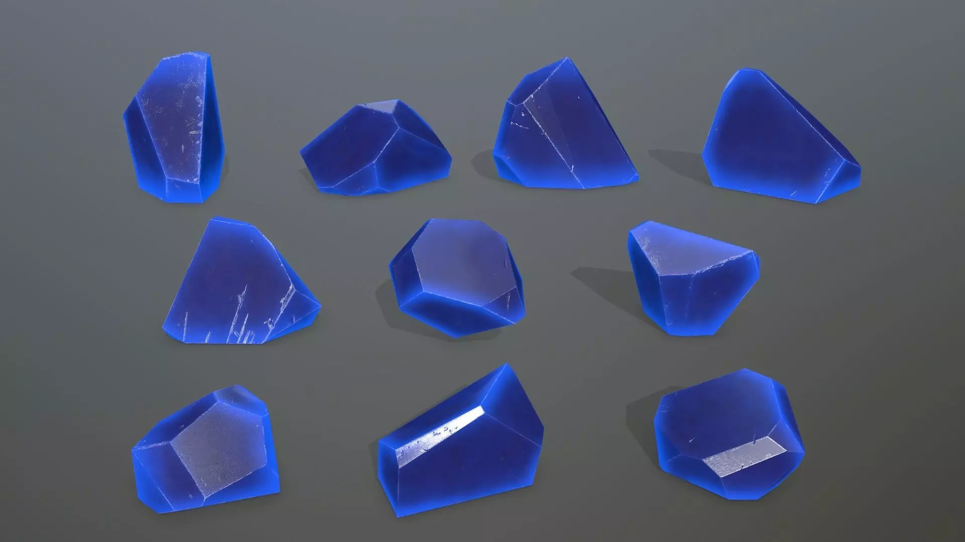 Crystal Set of glass pieces Low-poly 3D model_0