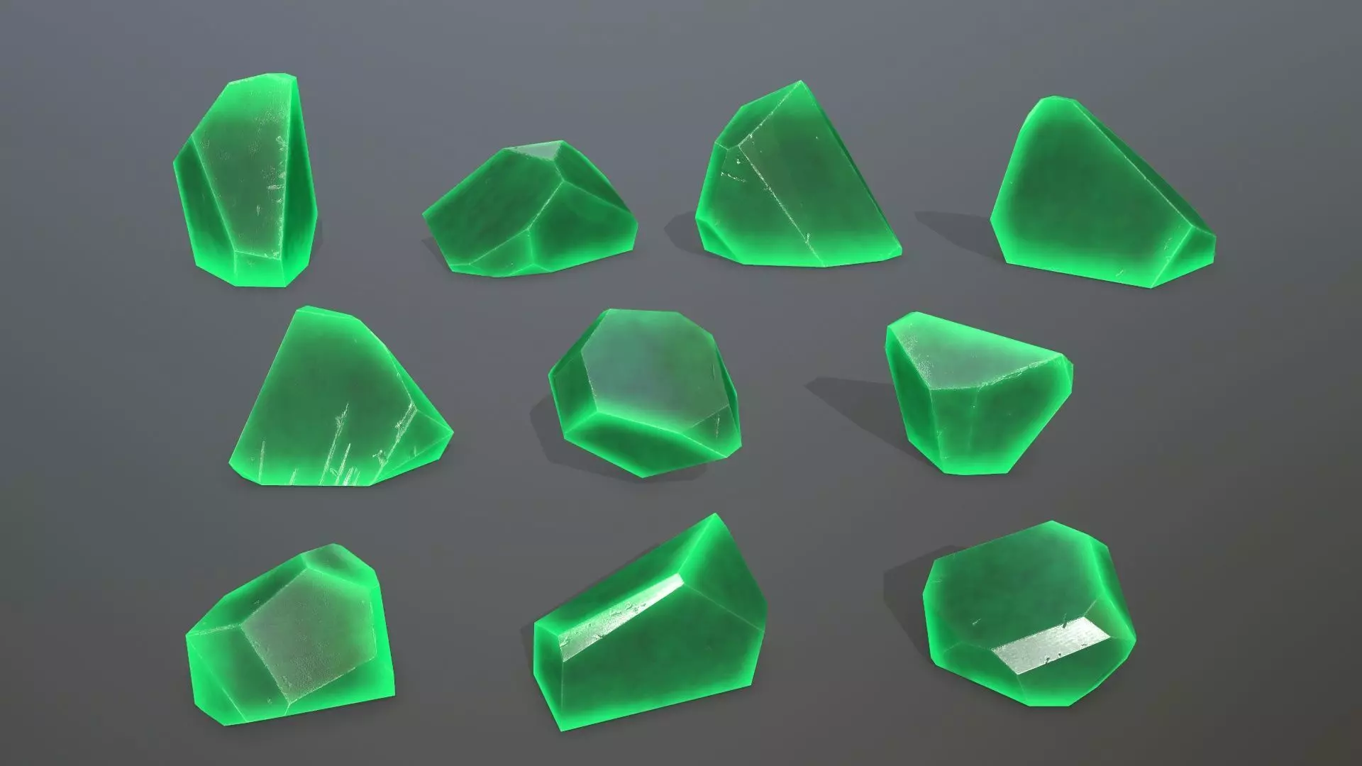 Crystal Set of gemstones Low-poly 3D model_0