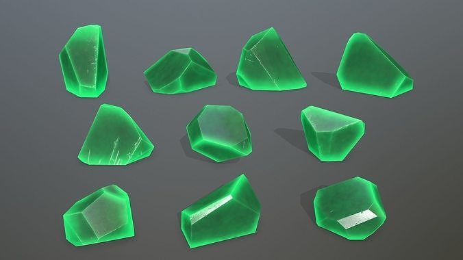 Crystal Set of gemstones Low-poly 3D model