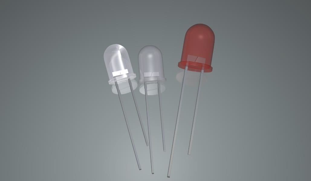LED Small LED Bulb 1v 2v 3v Red White High Poly 3D model_3