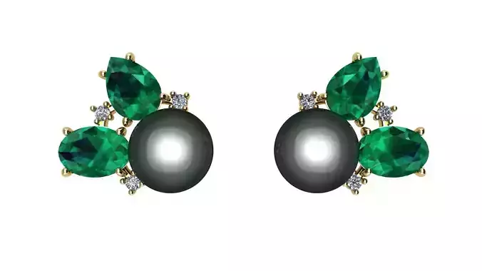 Pearl and Gemstones Earring