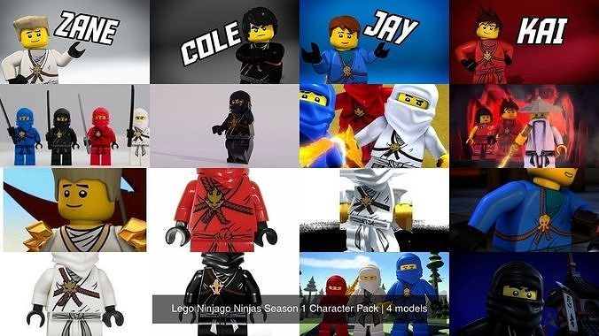 Lego Ninjago Ninjas Season 1 Character Pack 3D Model Collection
