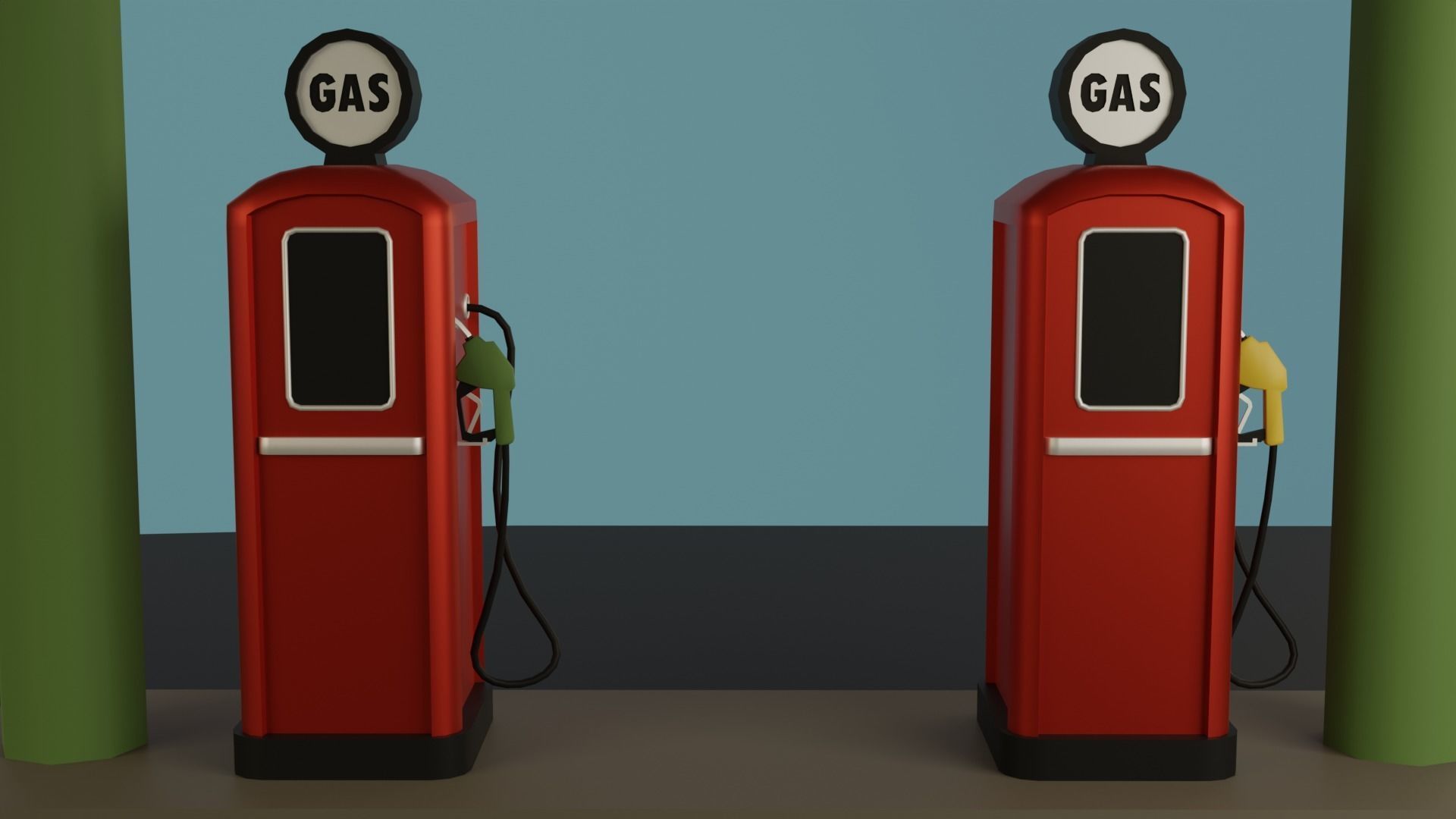 Gas station Low-poly 3D model_3
