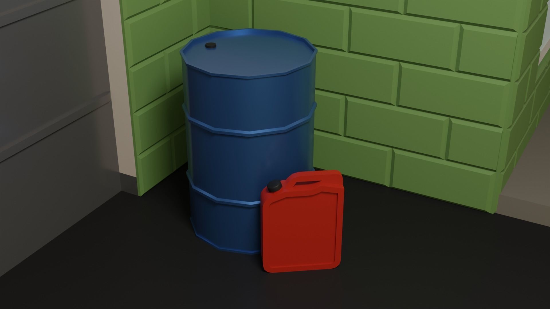 Gas station Low-poly 3D model_11