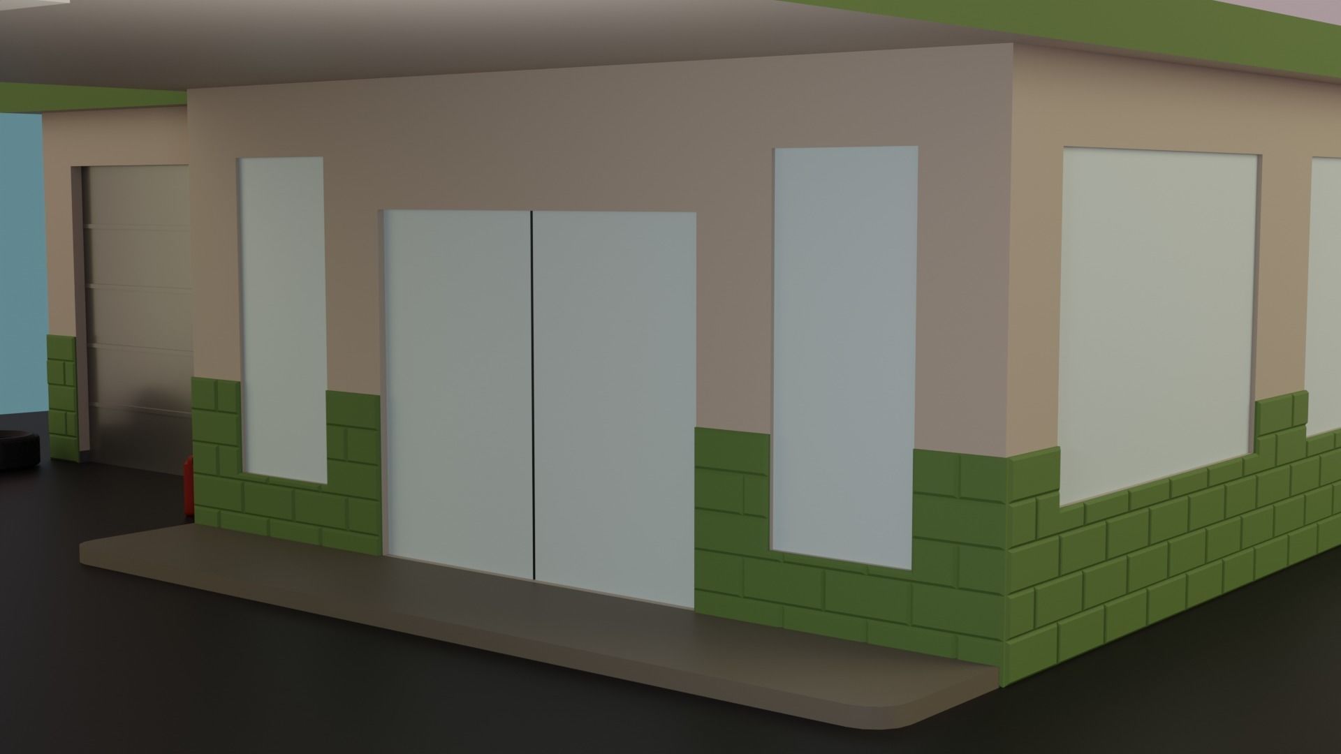 Gas station Low-poly 3D model_5