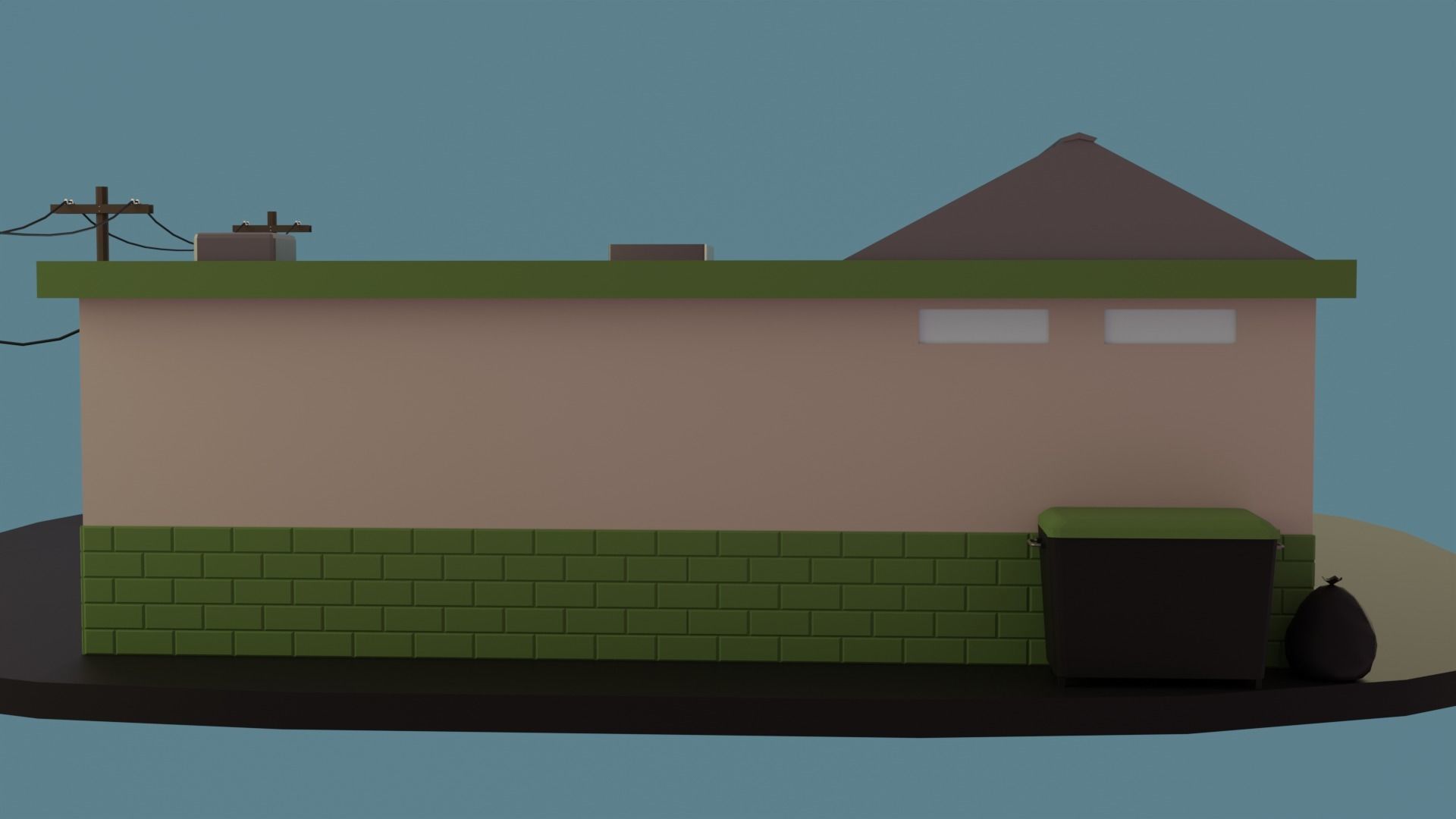 Gas station Low-poly 3D model_7