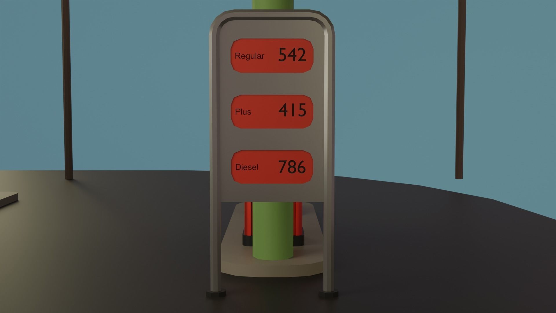 Gas station Low-poly 3D model_4