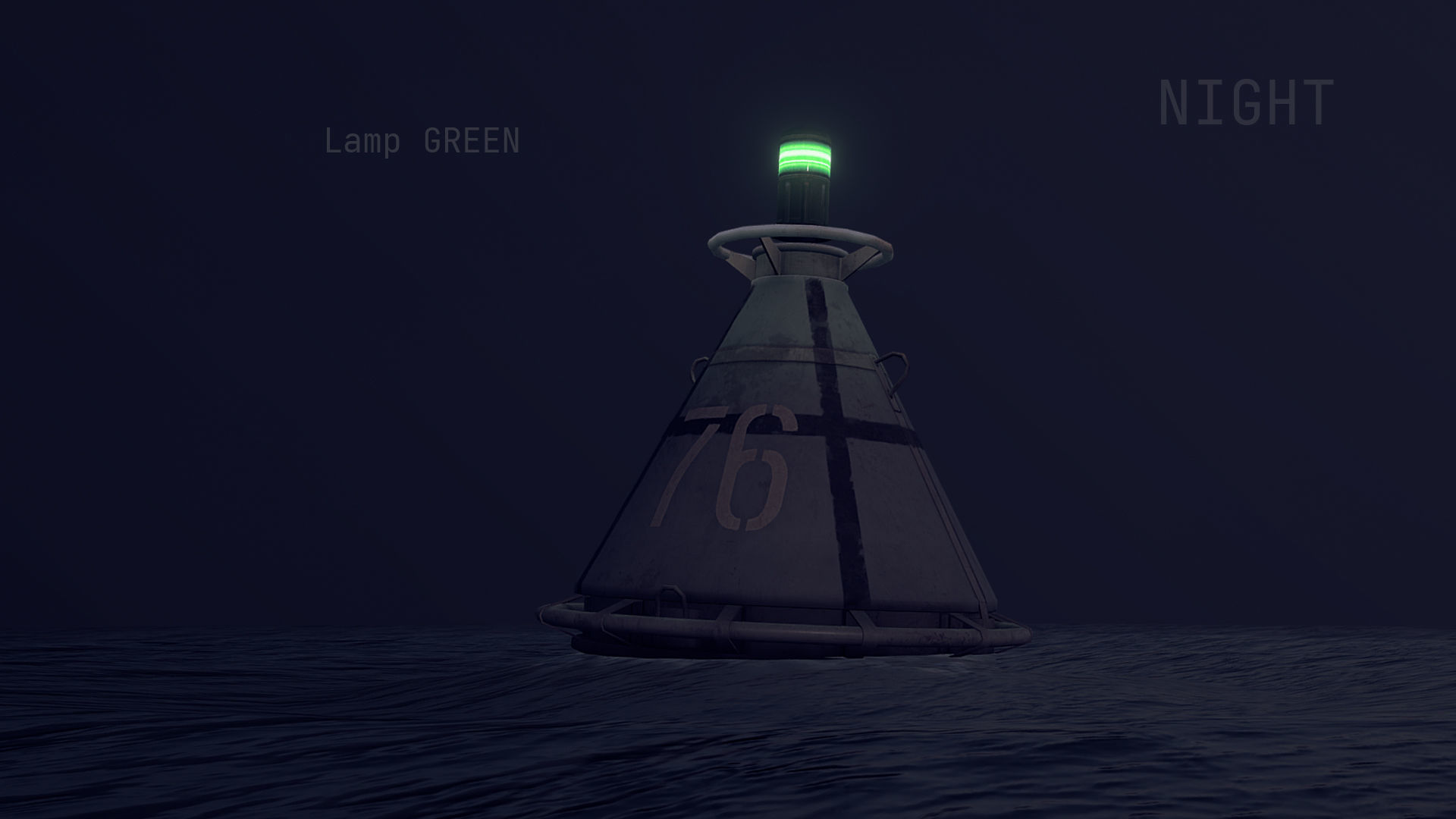 Buoy River RB-4-01 Left Danger Mark Low-poly 3D model_13