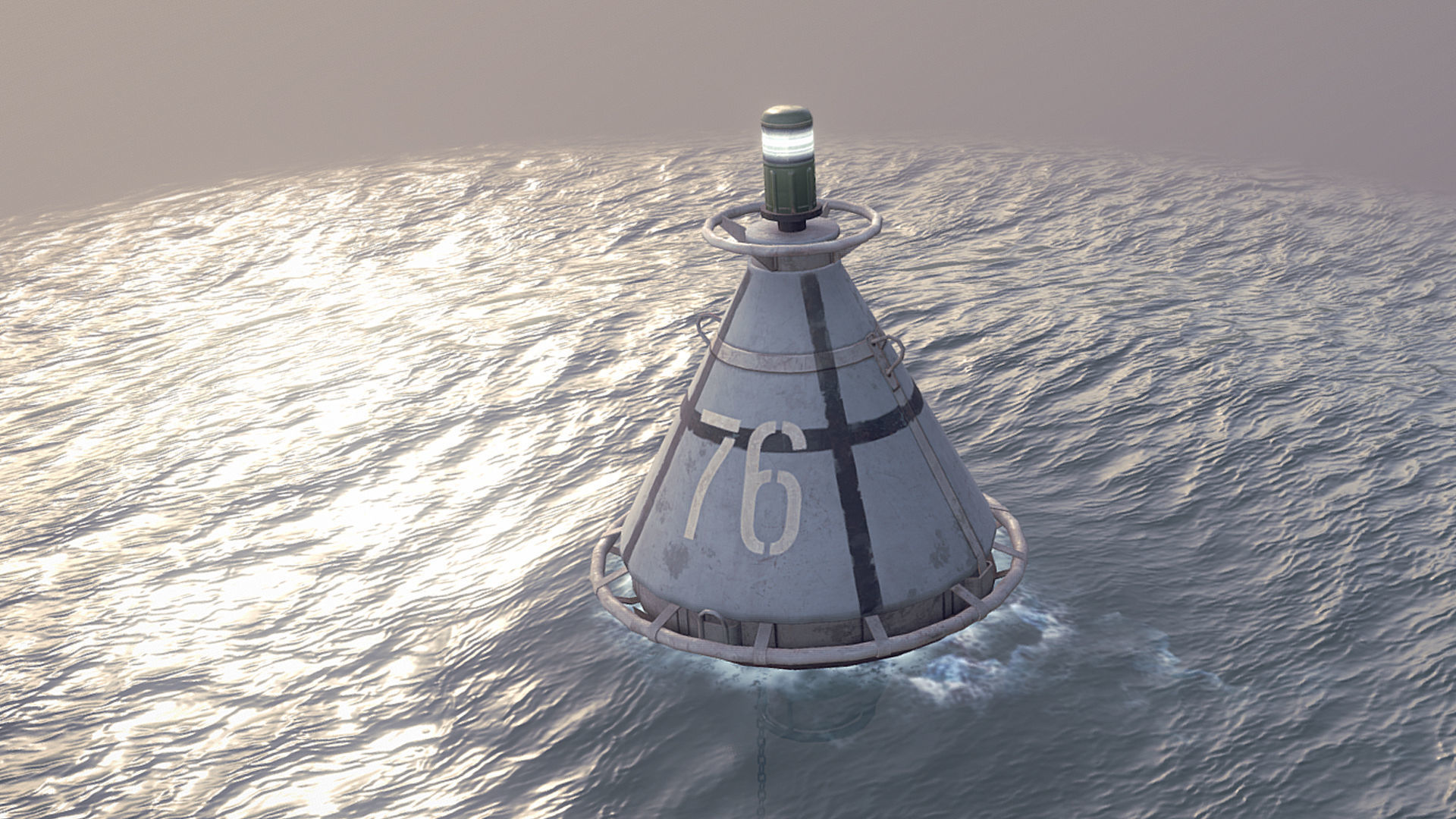 Buoy River RB-4-01 Left Danger Mark Low-poly 3D model_2