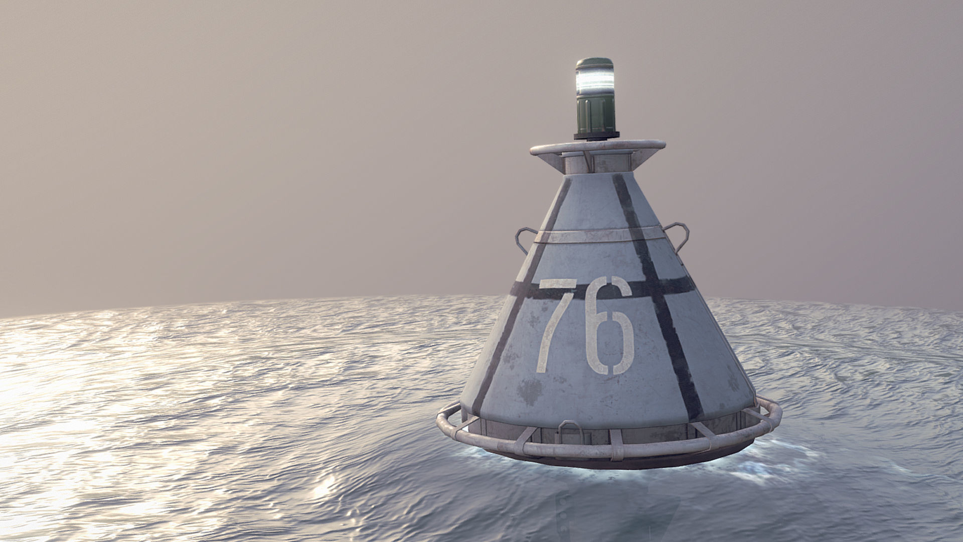 Buoy River RB-4-01 Left Danger Mark Low-poly 3D model_4