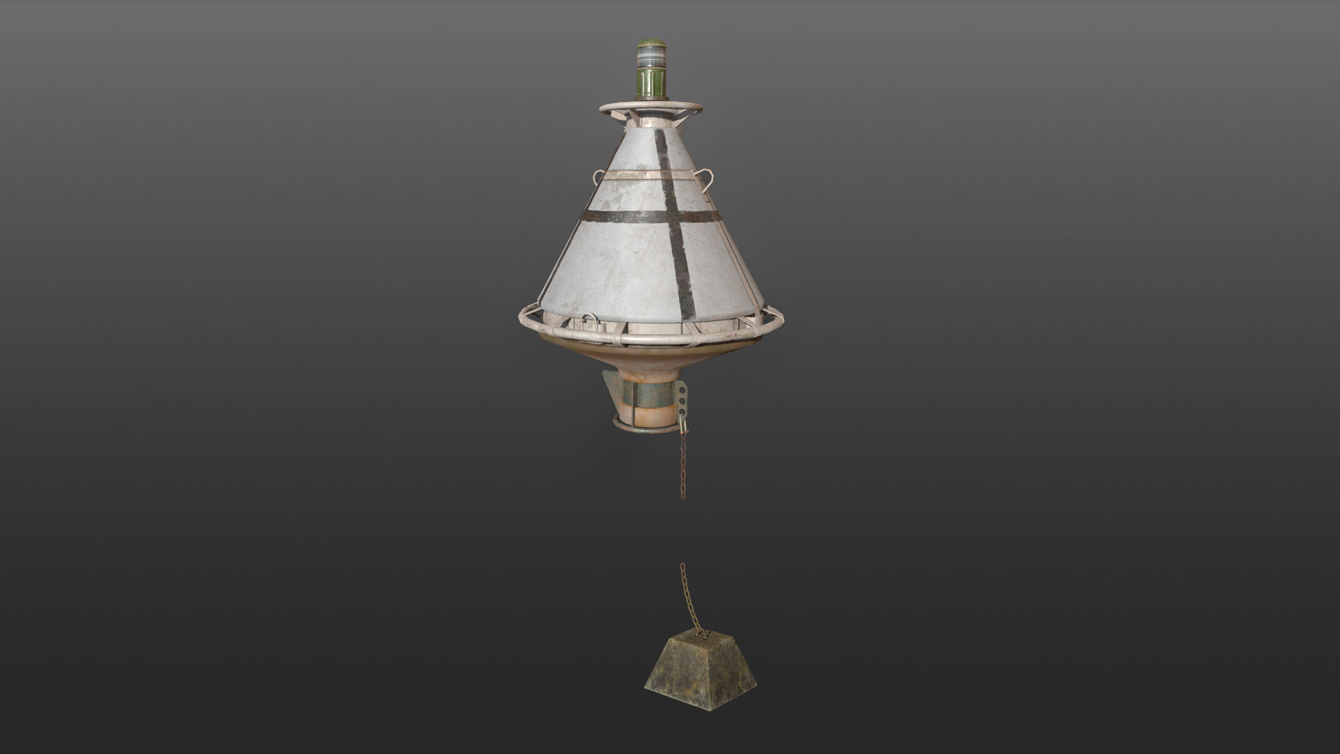 Buoy River RB-4-01 Left Danger Mark Low-poly 3D model_15