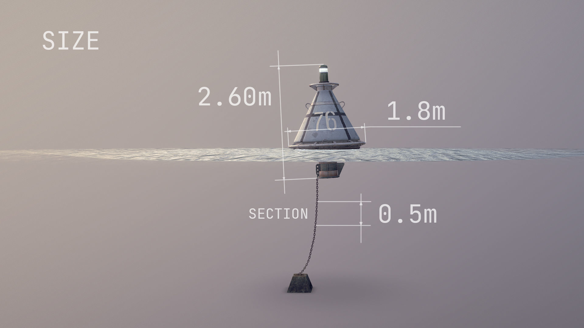 Buoy River RB-4-01 Left Danger Mark Low-poly 3D model_5