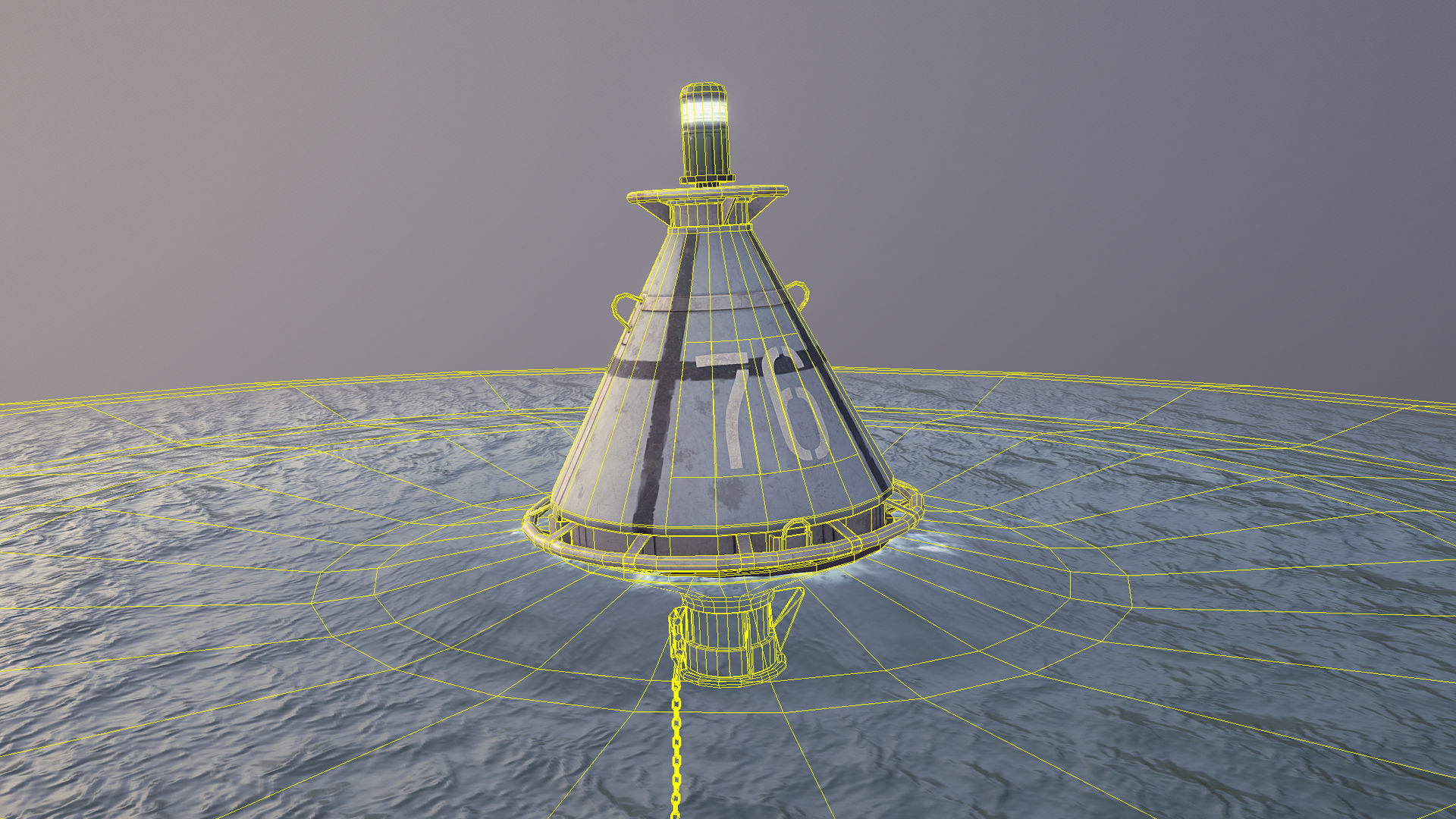 Buoy River RB-4-01 Left Danger Mark Low-poly 3D model_23