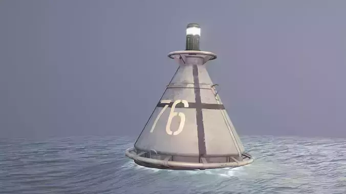 Buoy River RB-4-01 Left Danger Mark Low-poly 3D model