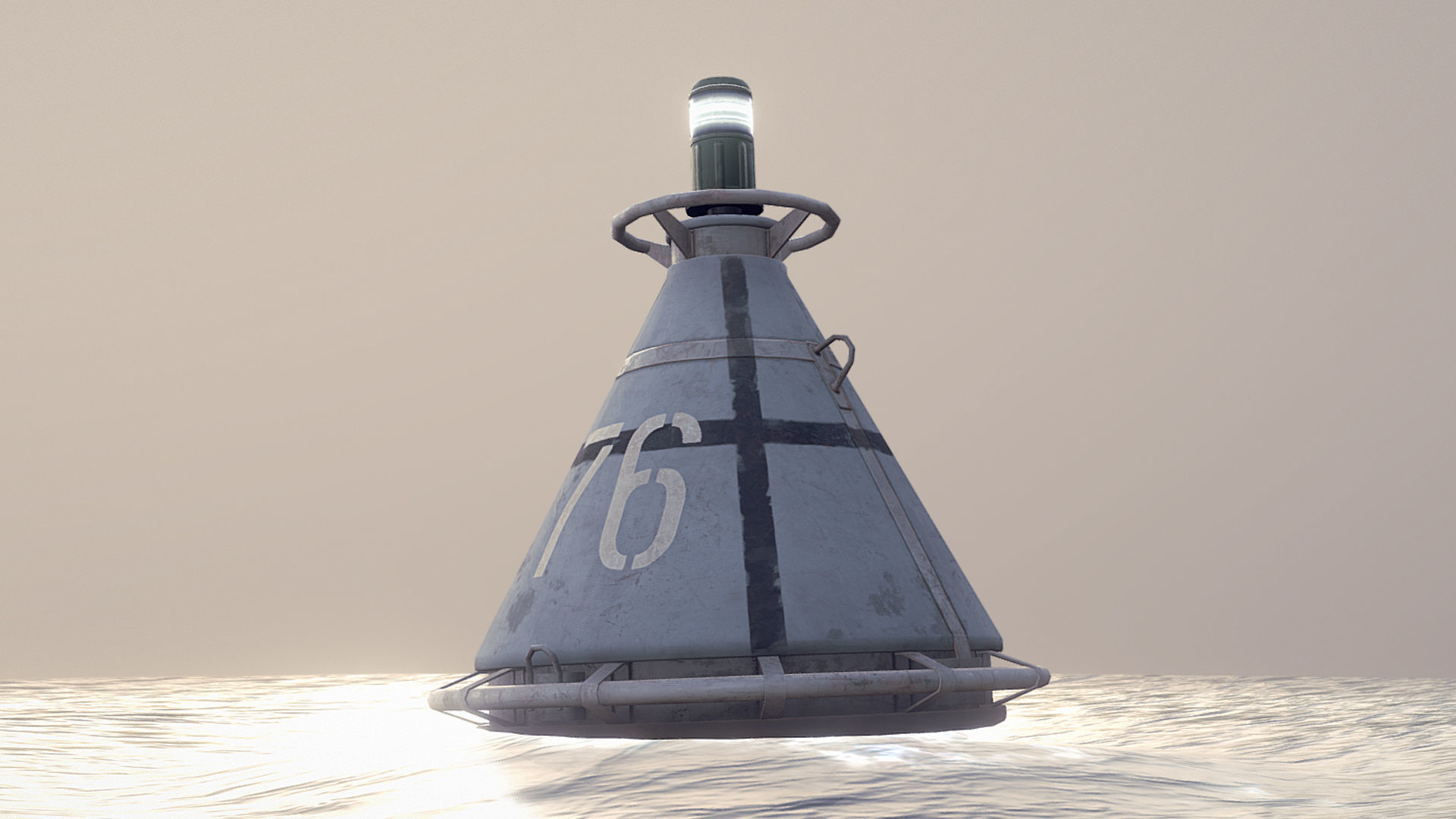 Buoy River RB-4-01 Left Danger Mark Low-poly 3D model_1