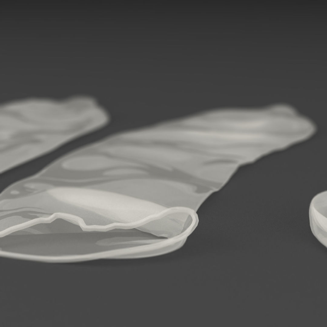 Condoms three pieces of plastic 3D model_2