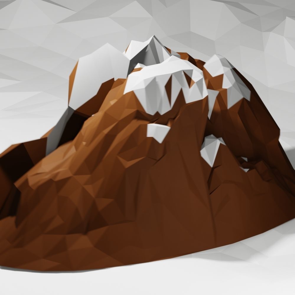 Low Poly Nature Mountain Low-poly 3D model_4