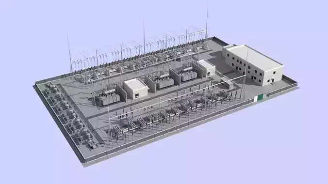 Electrical power substation 3D model