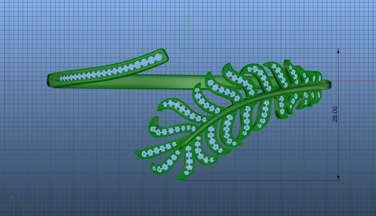 Bracelet feather  3D print model_5