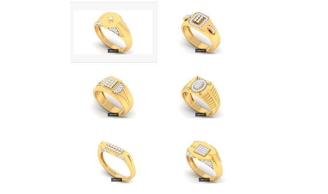 Pack of 6 Mens ring 3D Model Collection