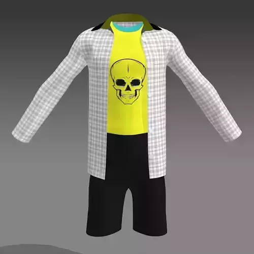 menwear shirt and shorts with skull
