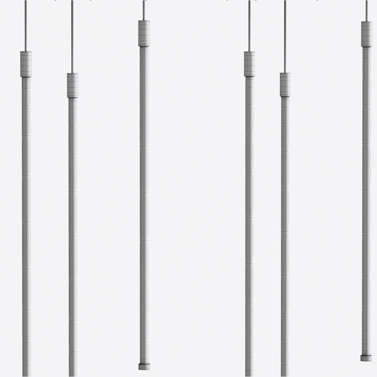 Mini Cylinder Black LED Pendant Light Single Light 3D model_2