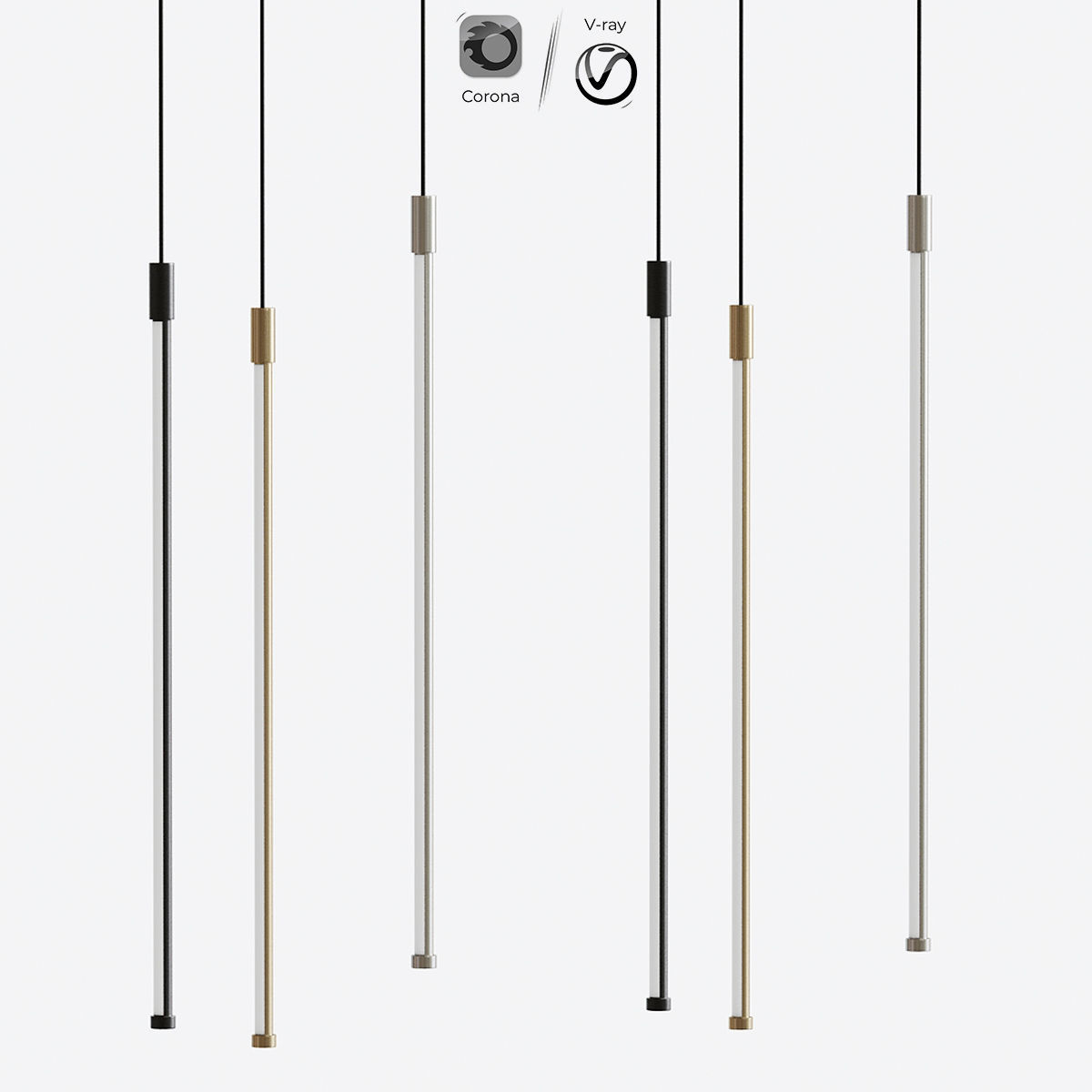 Mini Cylinder Black LED Pendant Light Single Light 3D model_1