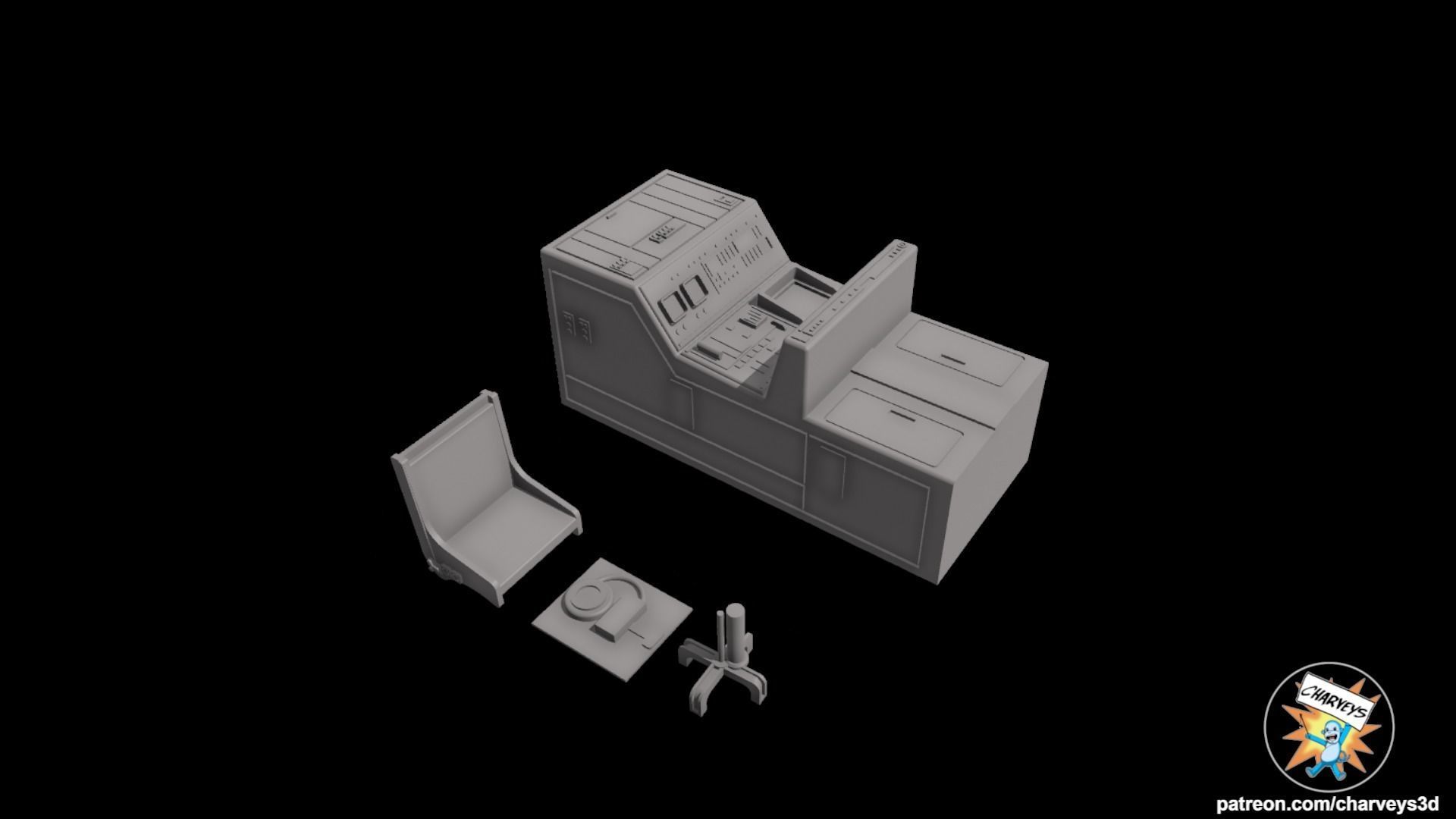 Star Wars Hoth Echo Base Computer and Chair for figure dioramas 3D print model_5
