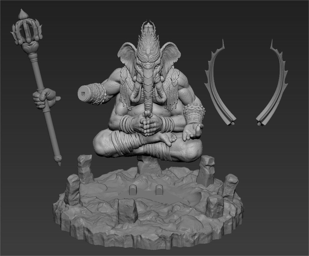 Ganesha 3D Print statue 3D print model_17