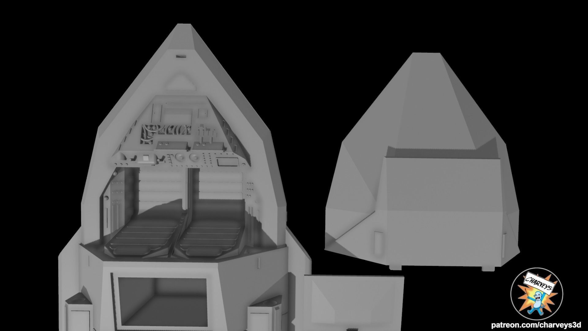 Star Wars V35 Courier Lars Landspeeder for figure displays 3D print model_4