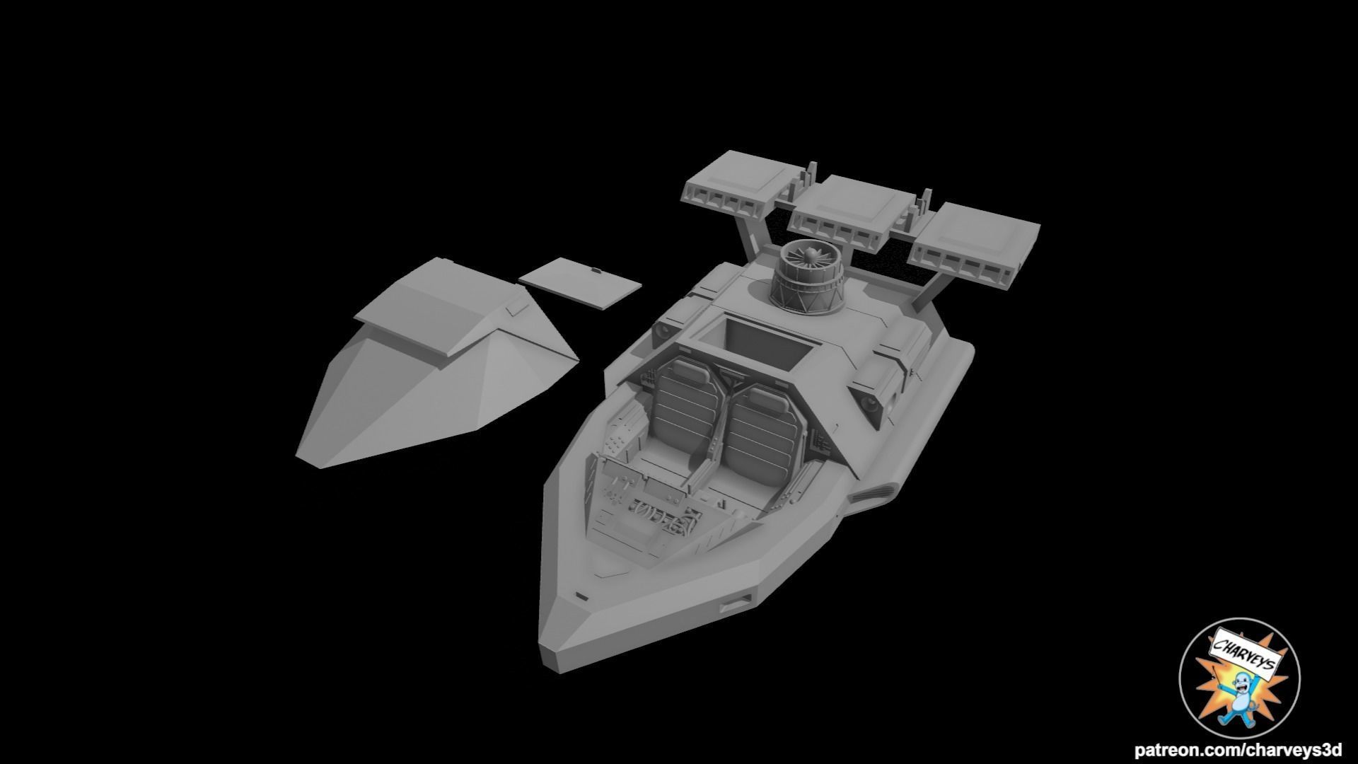 Star Wars V35 Courier Lars Landspeeder for figure displays 3D print model_3