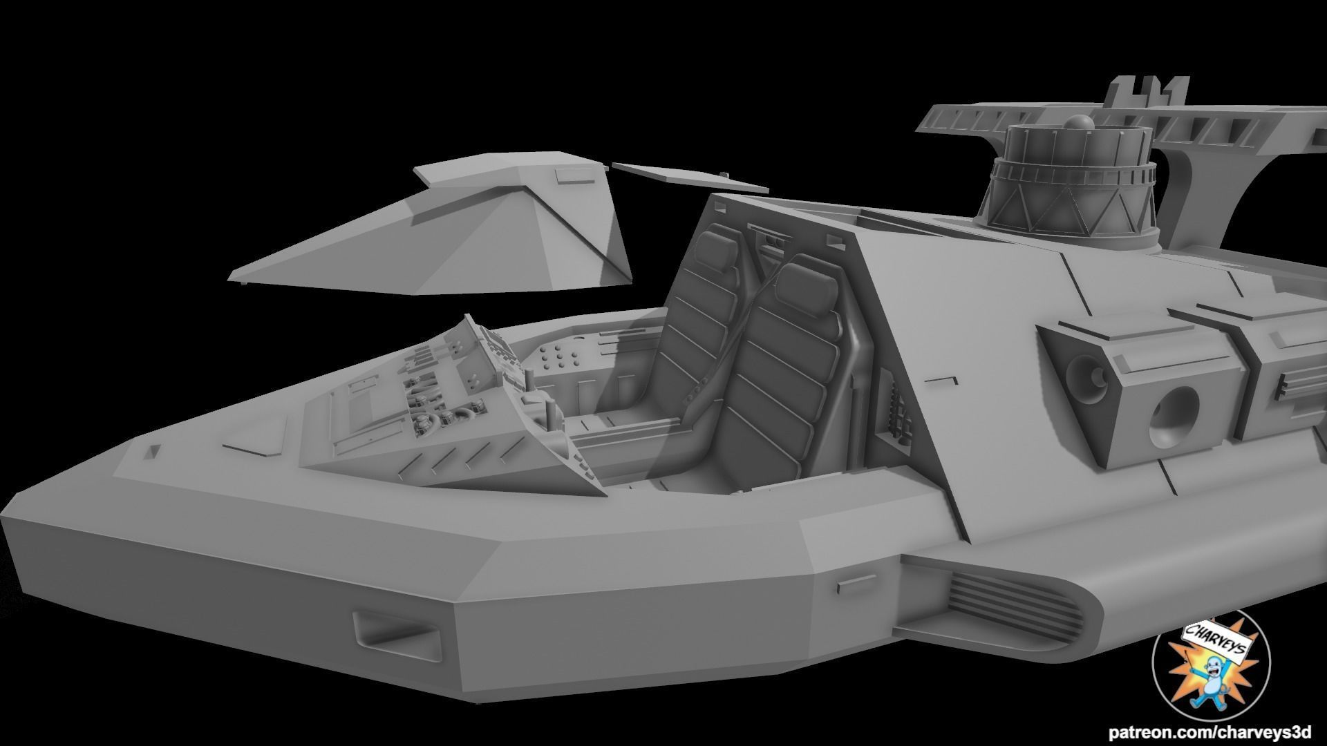 Star Wars V35 Courier Lars Landspeeder for figure displays 3D print model_5