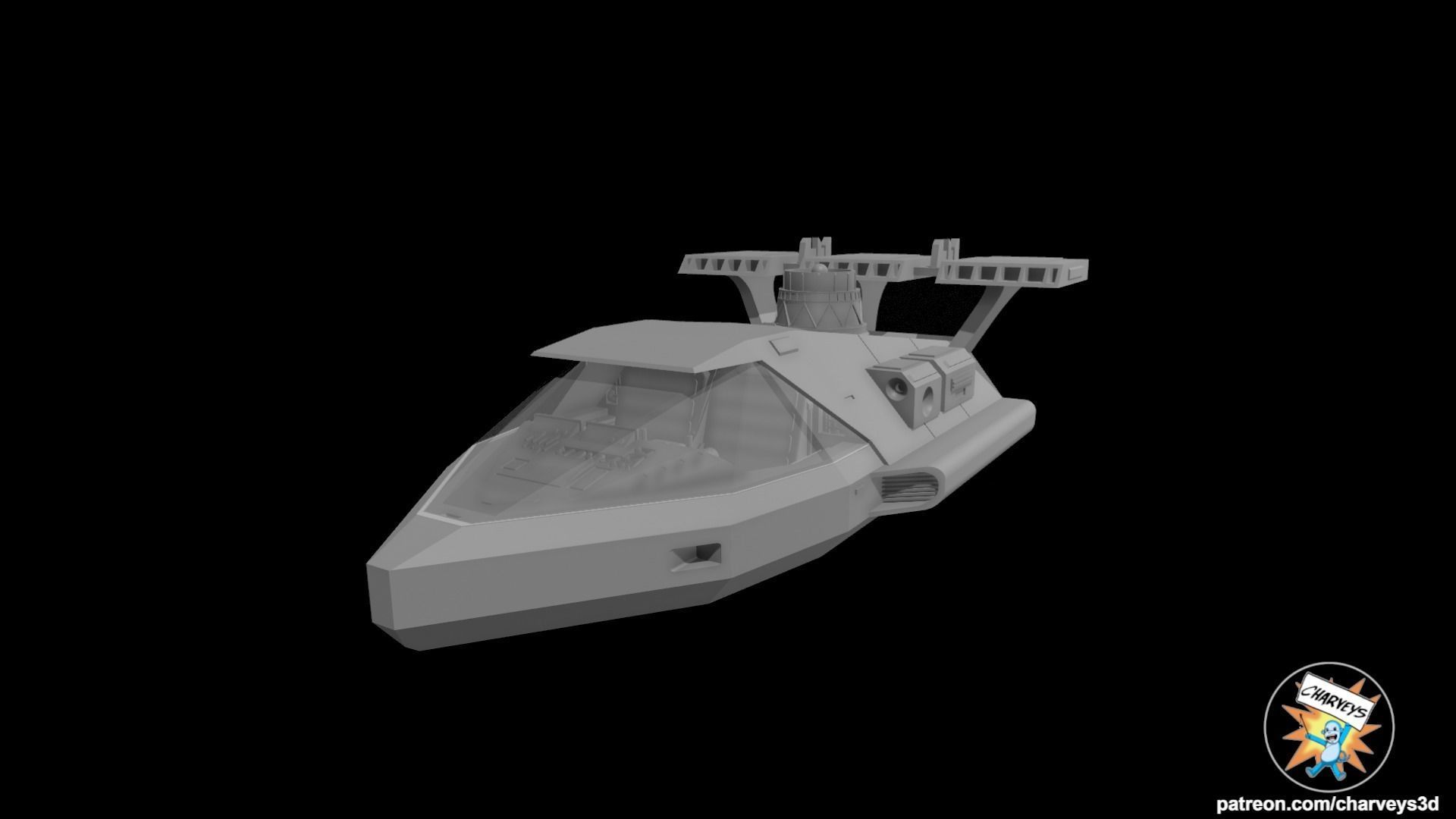 Star Wars V35 Courier Lars Landspeeder for figure displays 3D print model_2