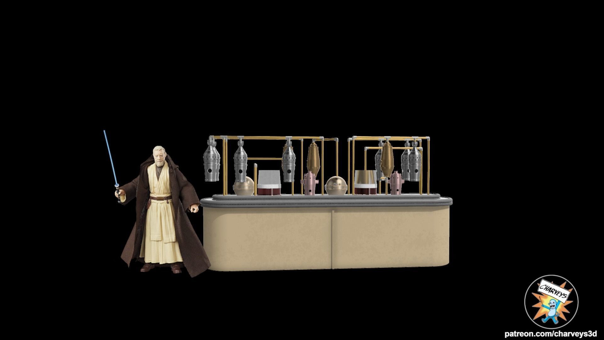 Star Wars Cantina Counter and Dispensers for figure dioramas 3D print model_1