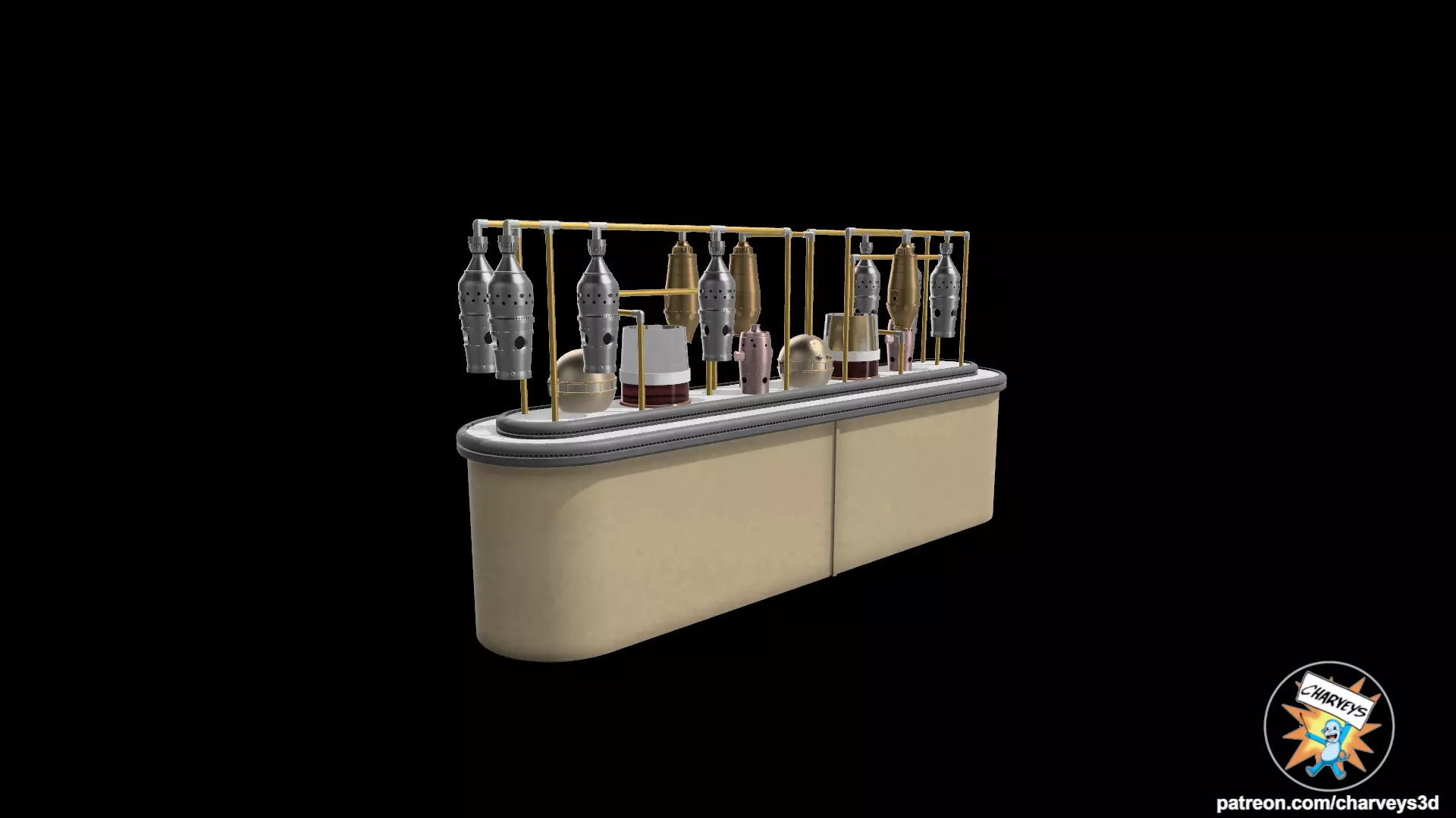 Star Wars Cantina Counter and Dispensers for figure dioramas 3D print model_0
