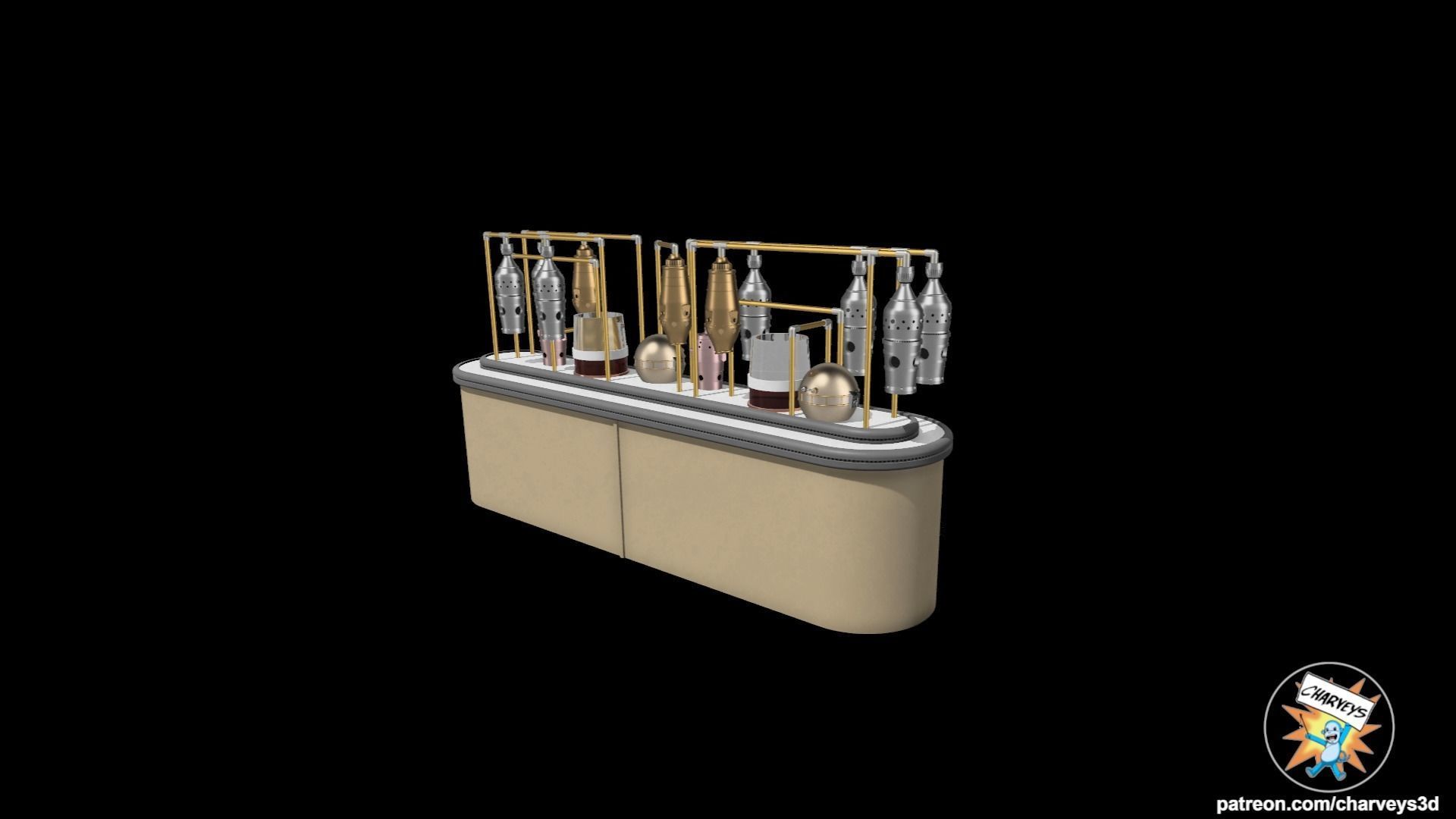 Star Wars Cantina Counter and Dispensers for figure dioramas 3D print model_2